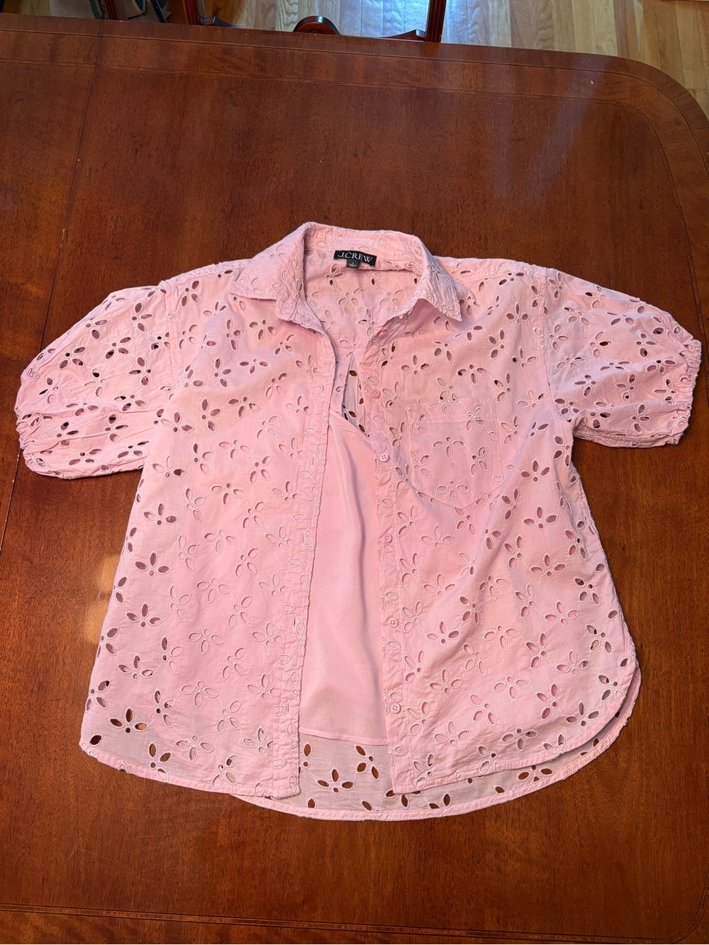 J. Crew Spring Garden Top in pink eyelet